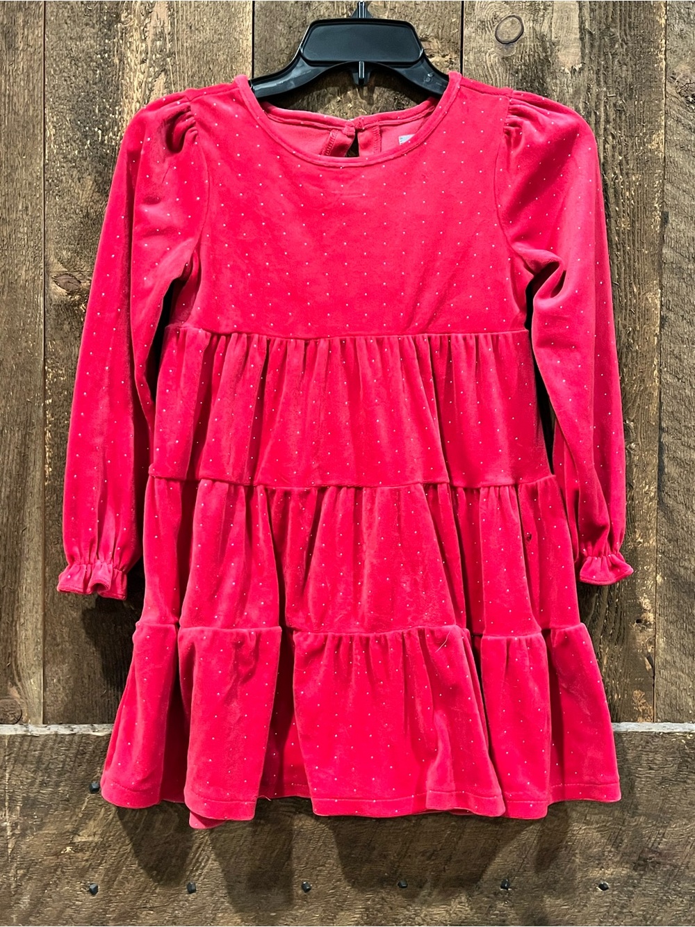 Tahari Fuchsia Velvet Tiered Long-Sleeve Party Dress